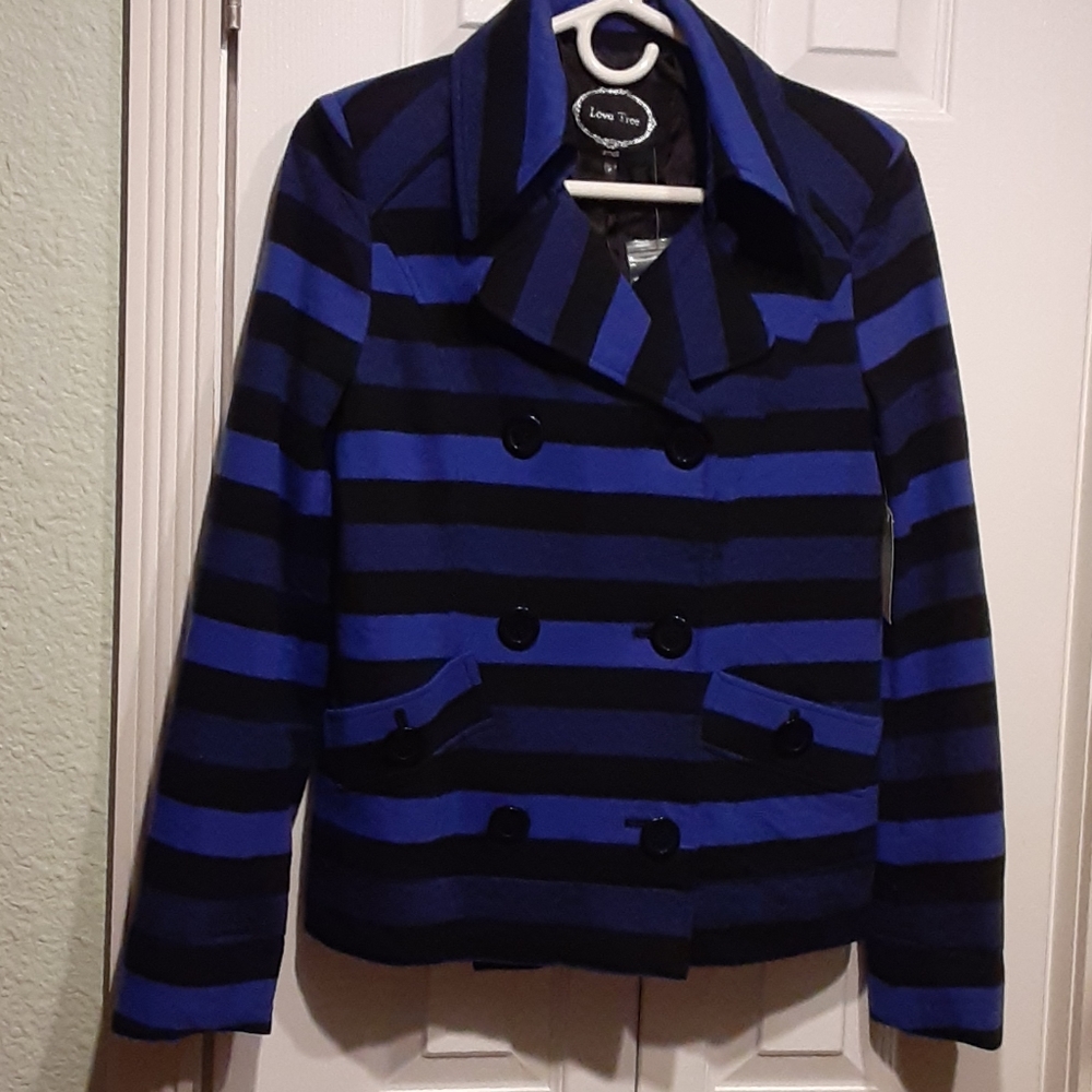 LOVE TREE- Blue and Black bold stripe jacket
